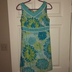 Lilly Pulitzer size 6 blue green shift dress EUC